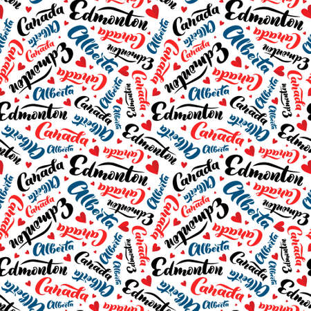 Pattern with lettering of Canada, Alberta, Edmonton. Background for tourist information signs, travel guides, tourist signs, cards, souvenirのイラスト素材