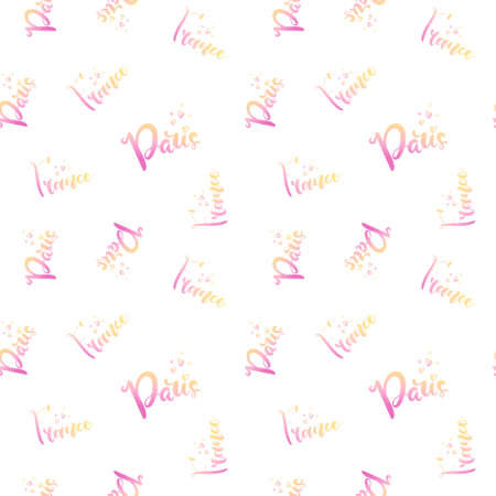 Hand lettering pattern Paris. Handlettering background for paper, fabricのイラスト素材