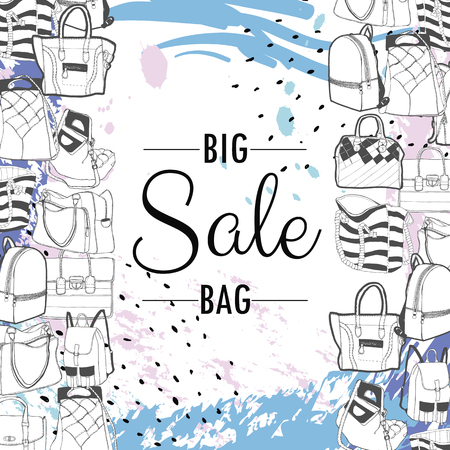 Set of hand-drawn shopping bags for advertisingのイラスト素材