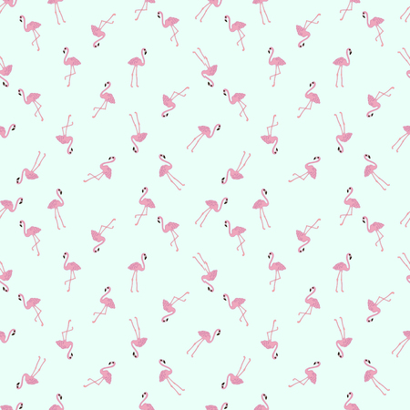 Vector tropical exotic seamless pattern with flamingo. Hand drawのイラスト素材