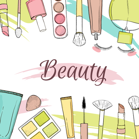 Frame with cosmeticsのイラスト素材