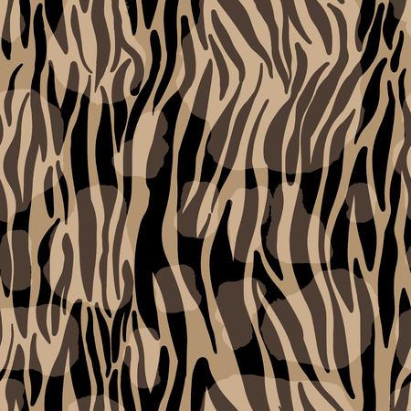 Vector illustration seamless pattern floral animal fur print background. Hand drawn style, texture wallpaper, fashion fabric, textile. Abstract skin pelage. Brush painting.のイラスト素材