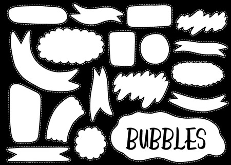 Hand drawn set of speech bubbles. Element speak for design. Isolated in white.Comic style. Vector illustration.のイラスト素材