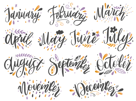 Handwritten names of months: December, January, February, March, April ...