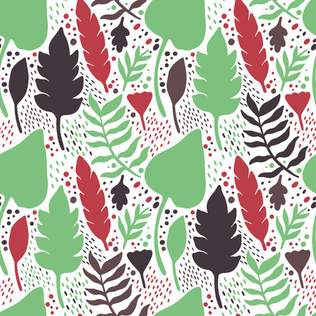Seamless floral pattern with a fantasy design with exotic flowers and tropic leaves on a white background. The elegant the template for fashion prints. Vector illustrationのイラスト素材