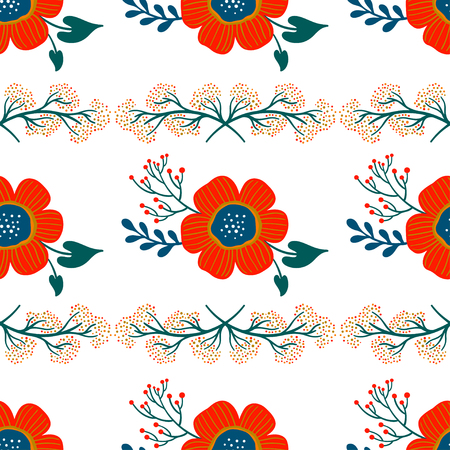 Floral seamless pattern. Pretty flowers on white background. Printing with small white flowers. Ditsy print. Ornament vector texture. Spring bouquet. Textile printのイラスト素材