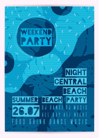 Poster for summer party. Weekend in beach, Holiday layout. Typography design. Banner,leaflet,invitation Vector illustrationのイラスト素材