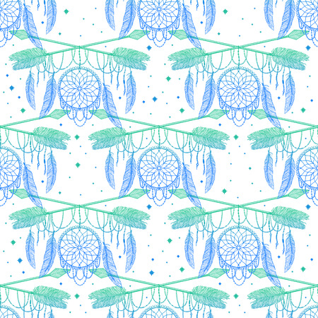 Seamless pattern Arrow crossing amulet in ethical and mandala in style tattoo.Gradient color graphic in white background. Vector illustrationのイラスト素材