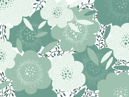 Art abstract flower background green pastel color. Creative texture hand drawing design.Modern style trend. Vector illustration.のイラスト素材