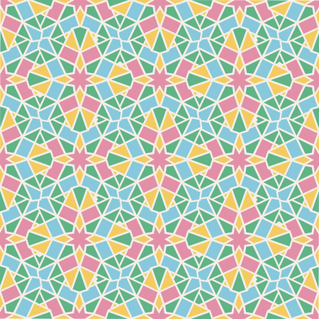 Seamless pattern mosaic oriental. Traditional antique ornament morocco and arabian. Geometry oriental ethnic tile. Vector illustration,のイラスト素材