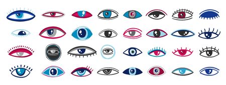 Seeing eye symbol set. Decorative naive style.Traditional sign emblem.のイラスト素材