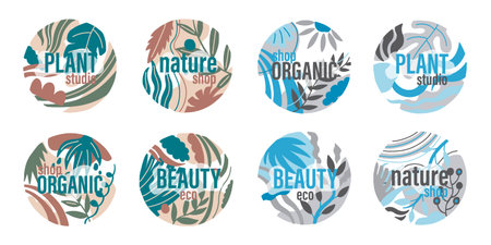 Abstract set nature art. Circle object for text.のイラスト素材