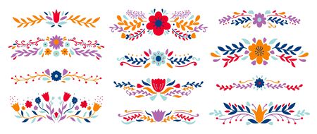 Set divider flora ornament.Decoration element design.Vector illustration.のイラスト素材