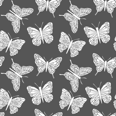 Butterfly seamless pattern vintage style.Design for covers,fabric,textile.Summer background.のイラスト素材