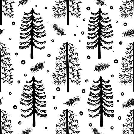 Seamless pattern nature forest wildlife Canada.Season winter park.のイラスト素材