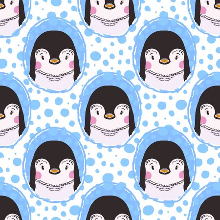 Cartoon set Vector Animals face. Funny head muzzle.Hand drawn style.Vector illustrationのイラスト素材