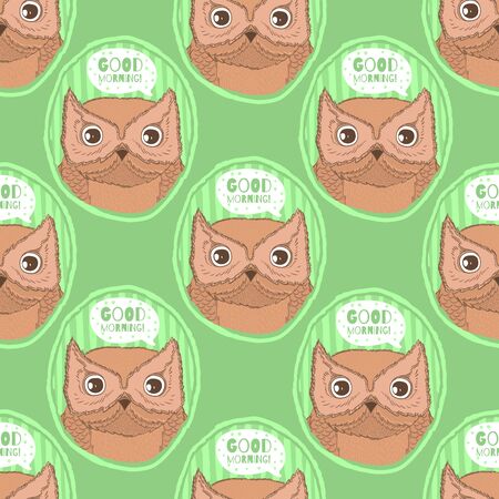 Cartoon set Vector Animals face. Funny head muzzle.Hand drawn style.Vector illustrationのイラスト素材