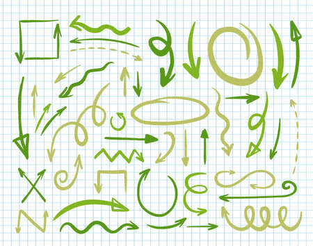 Arrow hand drawn set. Isolated collection element design.Vector illustrationのイラスト素材