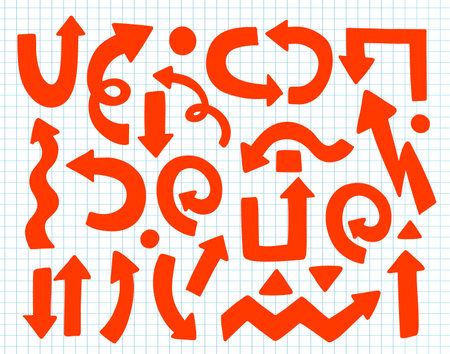 Arrow hand drawn set. Isolated collection element design.Vector illustration