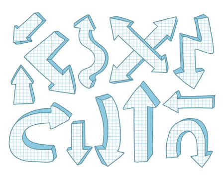 Arrow hand drawn set. Isolated collection element design.Vector illustrationのイラスト素材