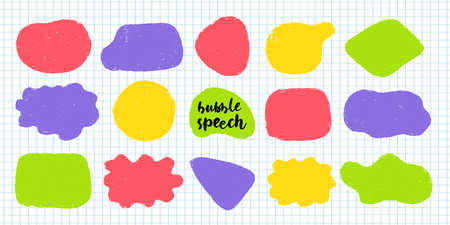 Bubble speech collection communicate. Hand drawn doodle. Vector illustration.のイラスト素材