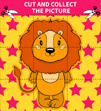 Children board animal game puzzle for preschoolers and primary school students worksheets.Page read and match for kids educational bookのイラスト素材