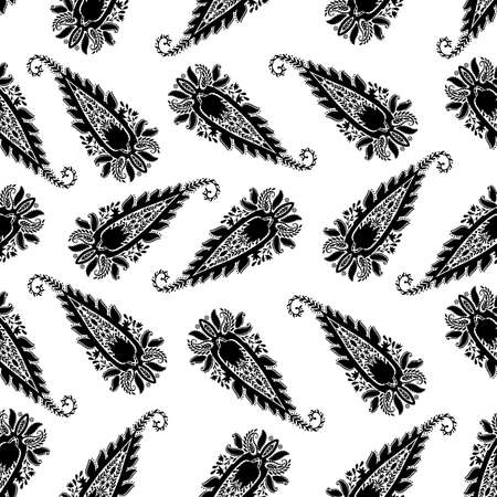 Seamless pattern ornament folk flower.Floral motif rustic paisley style.The elegant ethnic print fabricのイラスト素材