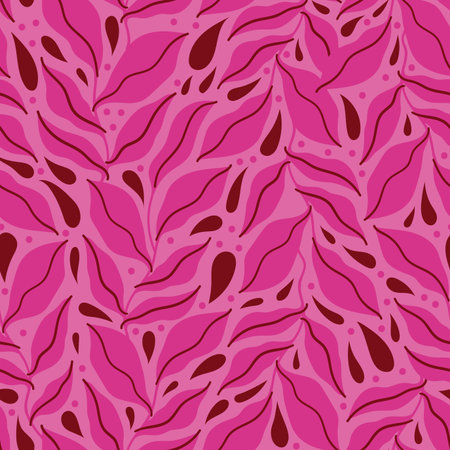 Seamless pattern leaves plant .Floral motif nature abstract print.Modern summer background.