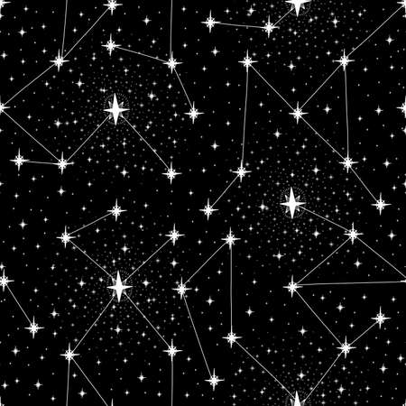 Seamless pattern constellations abstract symbol space.Astrology background doodle style.の写真素材