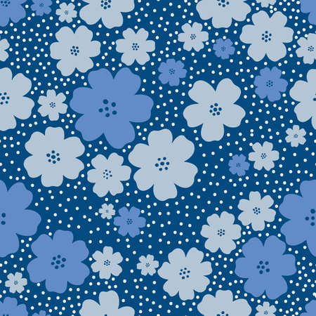 Seamless pattern flower design.Print botanical textile fabric fashion.Modern vintage style.のイラスト素材