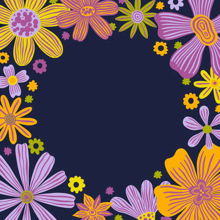 Flower frame design decoration style. Border floral.のイラスト素材