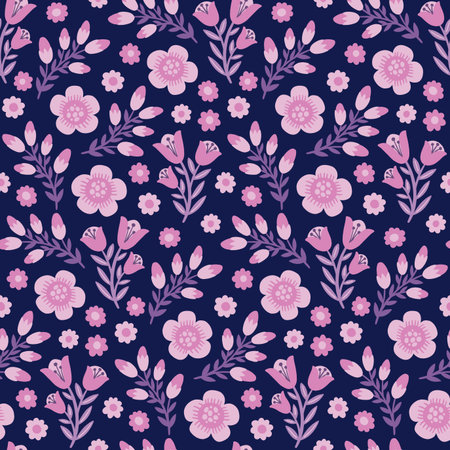 Seamless purple small flower pattern. Decoration beautiful background design. Drawing vintage floral textile fashion.のイラスト素材