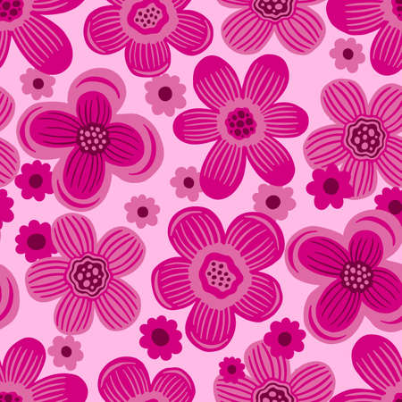 Seamles pattern flower.Hand drawn print of textile.Vintage floral design.のイラスト素材