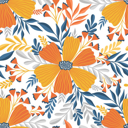 Seamless pattern flower.Elegant floral design.Botanical print. Fashion print.のイラスト素材