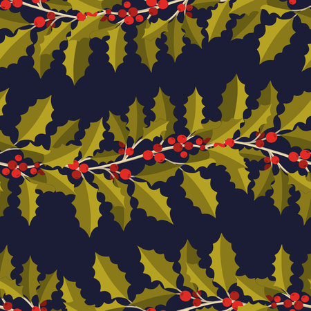 Seamless pattern branch leaves.Nature background horizontal strip plantのイラスト素材