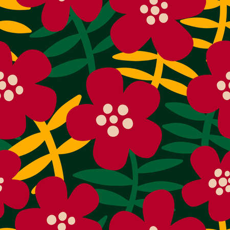 Seamless pattern flower bud.Background floral beauty elegant.Design print stylized graphic ornate.のイラスト素材