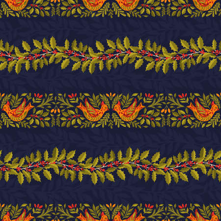 Seamless pattern Merry Christmas 2022.Branch leaves elegante xmas design.のイラスト素材