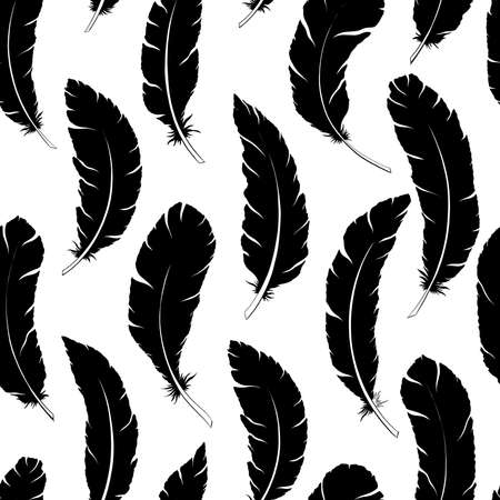 Seamless pattern Tribal Feathers decoration. Ethnic boho style hand drawing.のイラスト素材