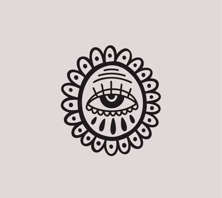 Evil eye icon third element hand drawn.Esoteric mystic symbol,authentic icon.のイラスト素材