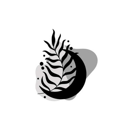 Moon authentic sign.Astrology boho witch symbol amulet.Sacred mystic decoration trendy style.のイラスト素材