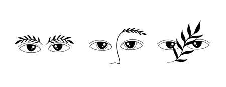 Moon and evil eye authentic sign.Astrology boho witch symbol amulet.Sacred mystic decoration trendy style.のイラスト素材