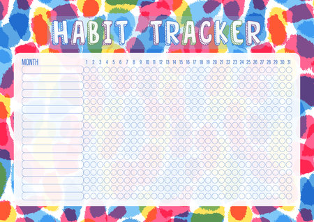 Habit tracker template for monthly.Planner checklist ready to print.Calendar table of habits for every day.のイラスト素材