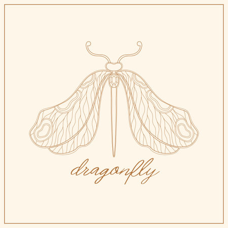 Art nouveau style dragonfly insect basic element. 1920-1930 years vintage design. Symbol motif design.のイラスト素材