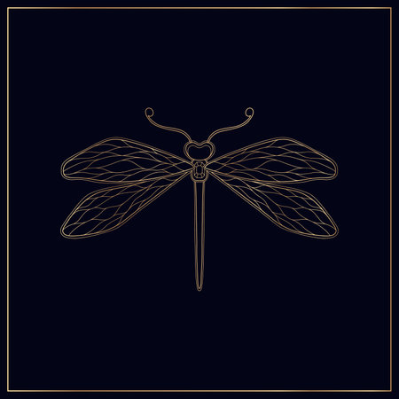 Art nouveau style dragonfly insect basic element. 1920-1930 vintage design. Symbol motif design. vector illustration.のイラスト素材