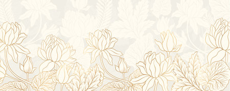 Lotus flower outline hnd drawn style. Asian national symbol plant. Vintage sketch design. vector illustration.のイラスト素材