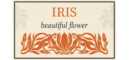 Floral iris design in art nouveau 1920-1930. Hand drawn iris style with weaves of lines, leaves and flowers.のイラスト素材