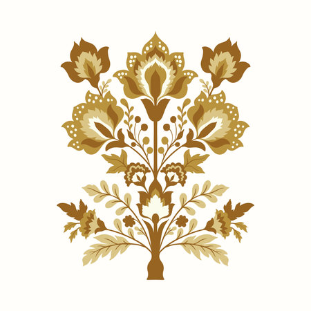 Mughal decorative ornamental floral. Vintage intricate traditional mughal style with flowers and foliage.のイラスト素材