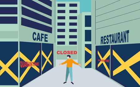 Coronavirus. Unemployment, jobless from COVID-19 Coronavirus outbreak, company closed and business shut down. Vectorのイラスト素材