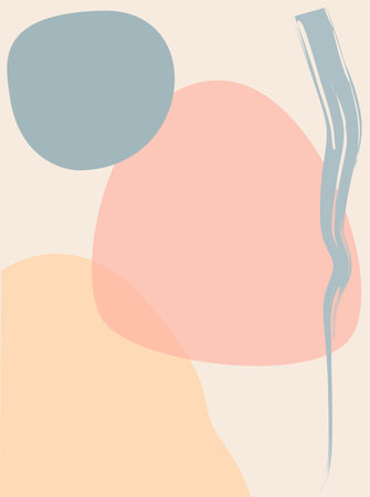 Abstract contemporary modern trendy art poster. Colorful circles. Flat hand drawn vector illustration. Pastel colors.のイラスト素材