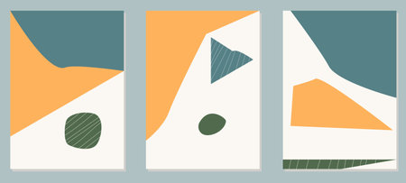 Abstract hand painted Trendy set of minimalist aesthetic composition illustrations. Creative...
